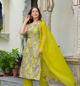 Yellow Floral 3pc suit set