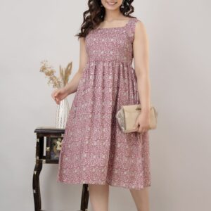Pink Floral Flared Dress