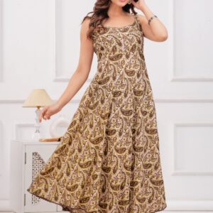 Brown Floral Anarkali Gown