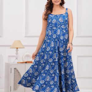 Light blue Floral Anarkali Gown